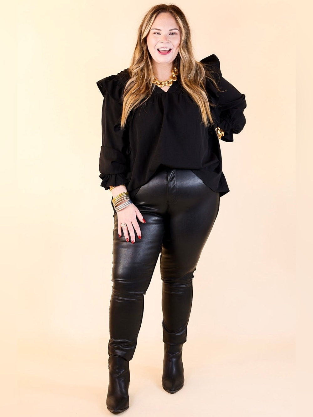 Judy Blue Faux Leather & Denim High Rise Skinny Jeans in Black NWT